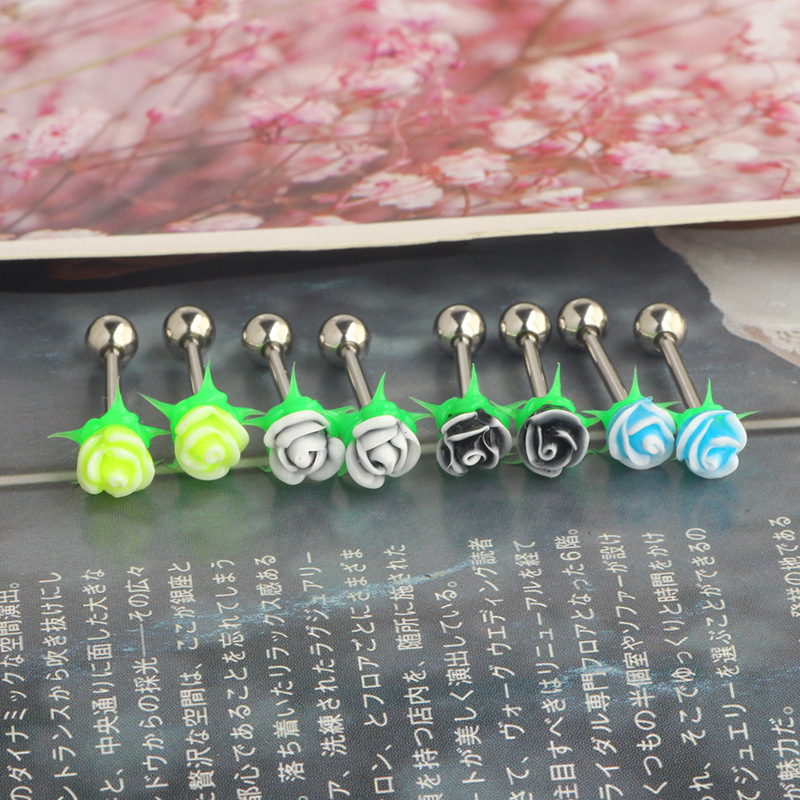 Star Shape White Tongue Ring 316L Surgical Steel Cartilage Ear Stud Body Piercing Jewelry - Image 3
