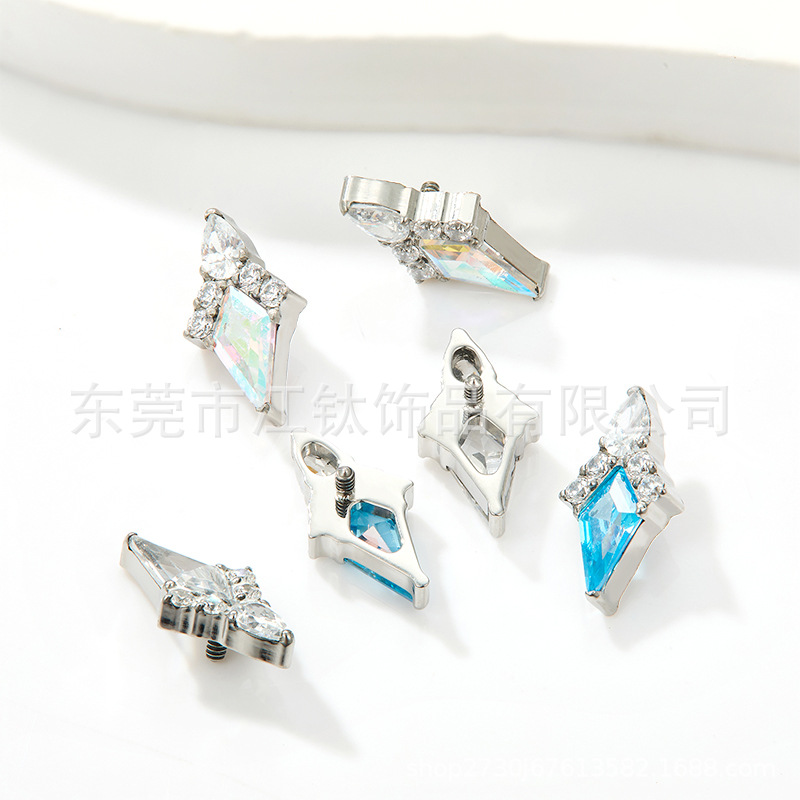 G23 Titanium Ear Bone Nail with Zircon - 1.2mm 10mm Cartilage Stud Earring Gold White CZ - Image 3