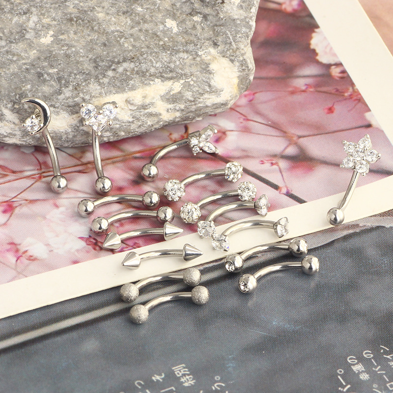 16pc Piercing Set Stainless Steel Zircon Studs Flat Back Ear Cartilage Nose Eyebrow Lip Jewelry Rose Gold - Image 2
