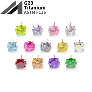 F136 Titanium Pin-Style Claw-Set 5A Zircon Lip Stud Nose Stud Ear Stud G23 Titanium Alloy Piercing Jewelry