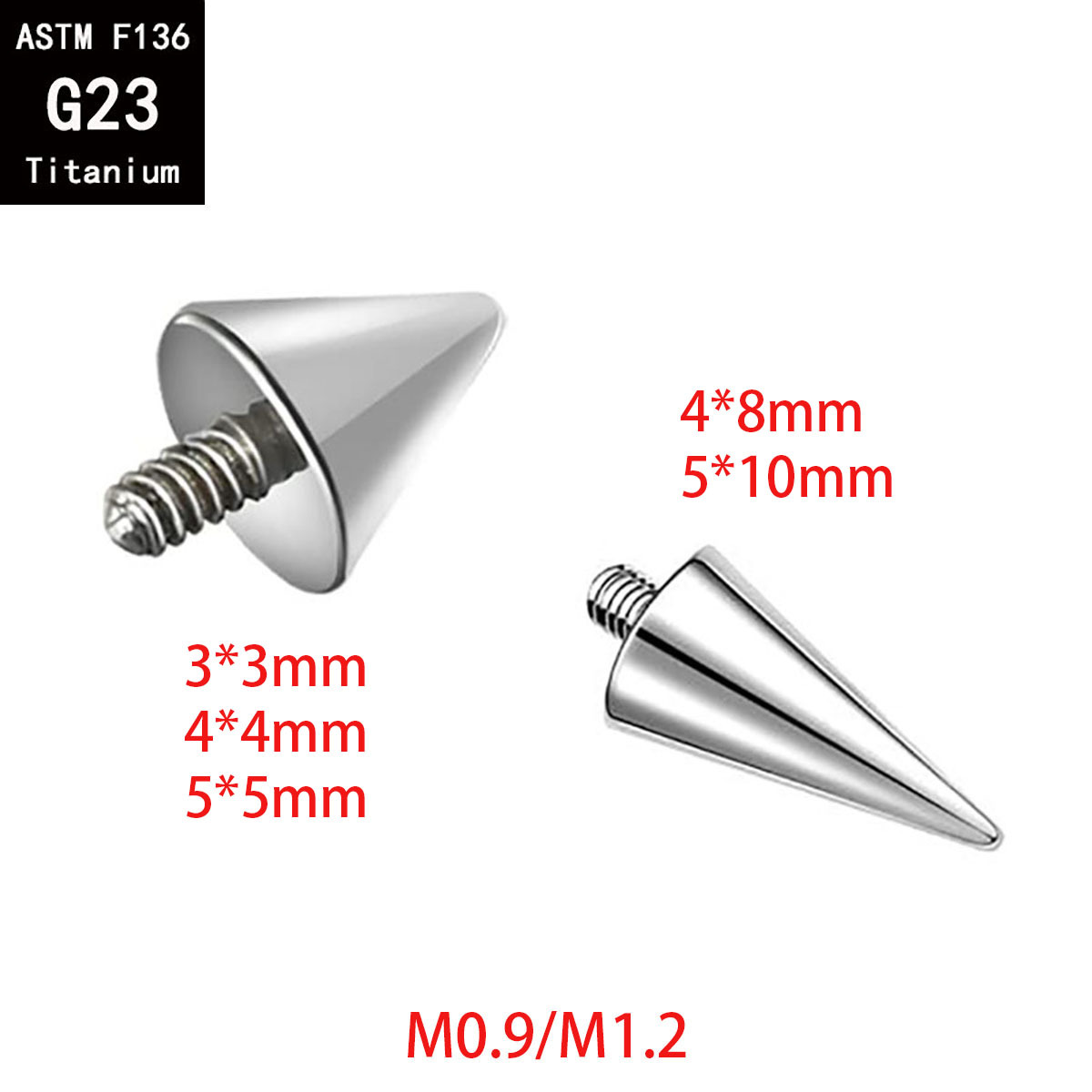 G23 Titanium External Thread Pointed Cone Devil Nail Lip Ear Bone Nail Tiger Tooth Nail Eyebrow Nail - Image 2