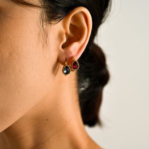 Retro Luxury Geometric Zircon Earrings Stainless Steel 18K Gold Plated Women's Wholesale