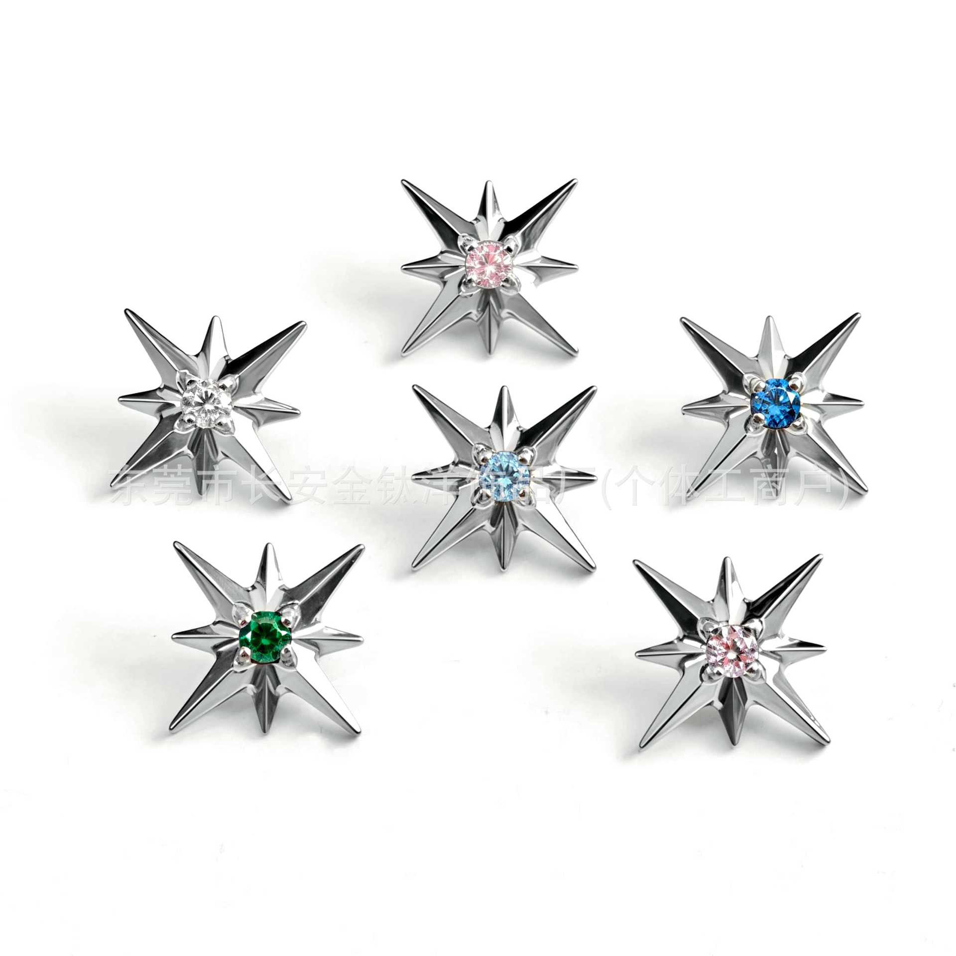 G23 Titanium Polaris Sea Urchin Six-Pointed Star Lip Stud Ear Stud Cartilage Stud Body Piercing Jewelry - Image 5