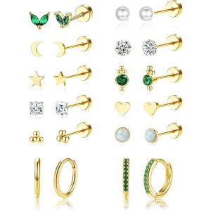 Gold Plated Green Zircon Star Earrings Fashion Earrings for Women 2024 Summer