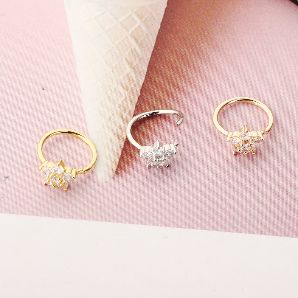 Rose Gold Cactus Nose Ring Fake Lip Ring CZ Piercing Ear Clip No Piercing Earring Ear Cuff Wholesale Copper Jewelry - Image 5