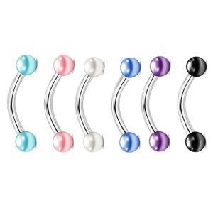 Stainless Steel Eyebrow Ring Star Design Pearl Ball Lip Nose Ear Piercing Jewelry Wholesale