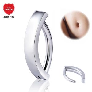 G23 Titanium Glossy Belly Button Ring Simple Curve Navel Piercing Jewelry 1.6mm*12mm