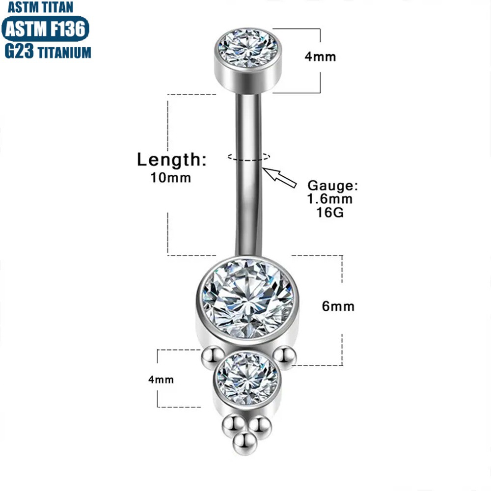 Hot Sale F136 Titanium Navel Ring Internally Threaded Diamond Ball Belly Button Jewelry 14G - Image 4