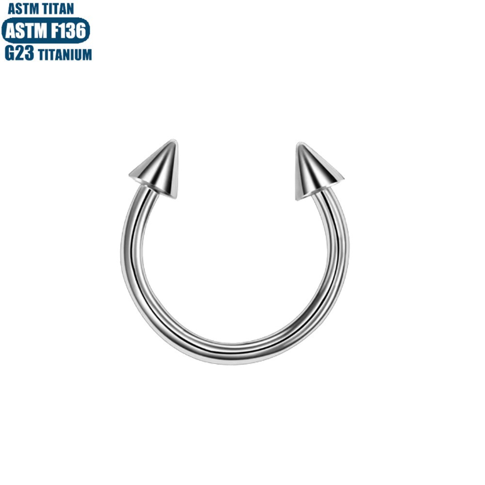 F136 Titanium Horseshoe Nose Ring Internal Thread Septum Ring Earring Jewelry - Image 2