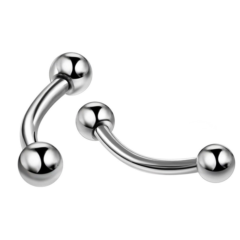 F136 Titanium Alloy Double-Headed External Thread Curved Barbell Ball Eyebrow Nail Tongue Nail Eyebrow Ring Ear Bone Nail G23 Piercing Jewelry - Image 4