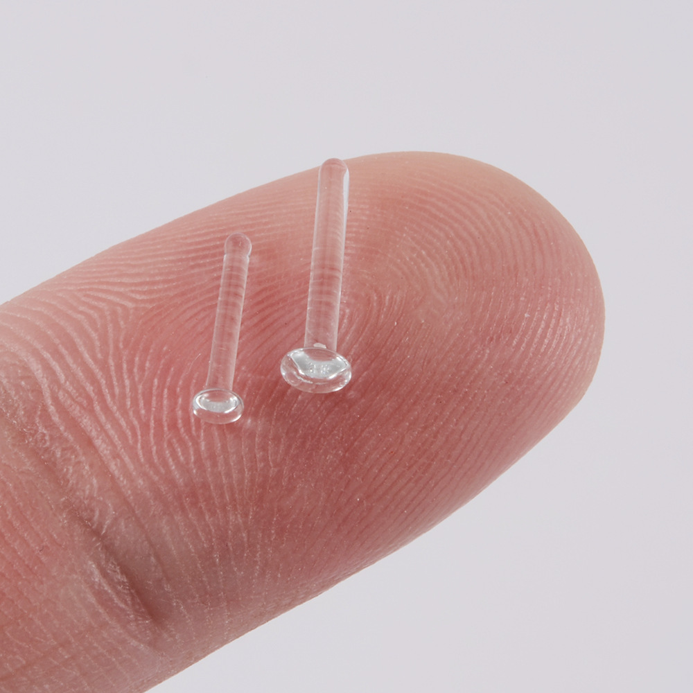 Transparent Glass Cartilage Stud Earrings for Women, Lead-Free Clear Ear Piercing Jewelry, Invisible Ear Studs - Image 4