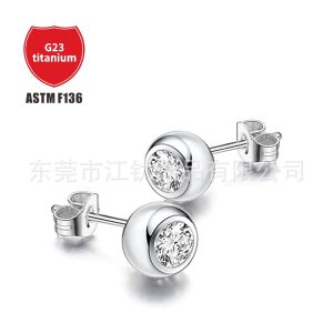 ASTM F136 Titanium Earring Butterfly Buckle 5A Zircon Cartilage Stud Body Piercing Ear Nails
