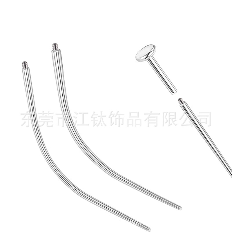 G23 Titanium Curved Nose Nail Ear Bone Nail Disposable Pin Piercing Needle - 14G Guide Needle - Image 3