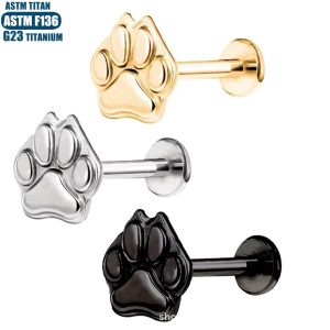 F136 Titanium Alloy Implant Grade Bear Paw Lip Nail Inner Tooth Thread Conch Piercing Earring Lip Ring