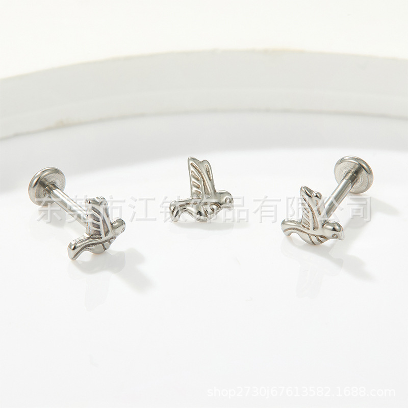JT573 G23 Titanium Pigeon Ear Stud Ear Piercing Jewelry Animal Cartilage Earring Gold - Image 3