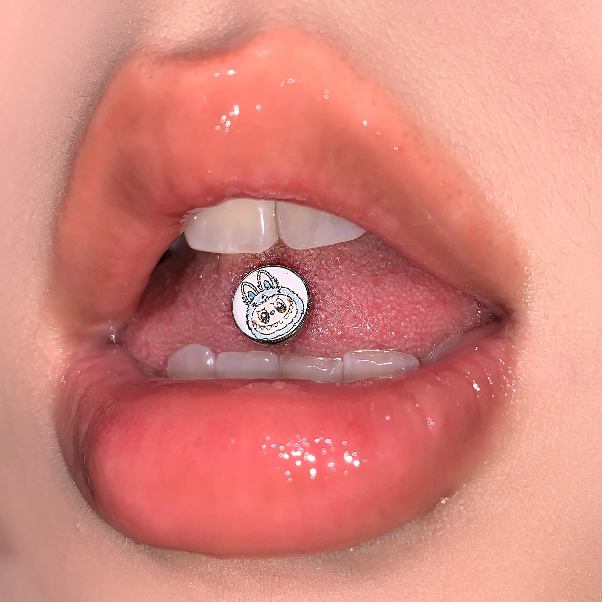 5-Color Labubu Tongue Barbell - External Thread Titanium Steel Tongue Ring, Cartoon Cute Tongue Piercing Jewelry Wholesale - Image 2