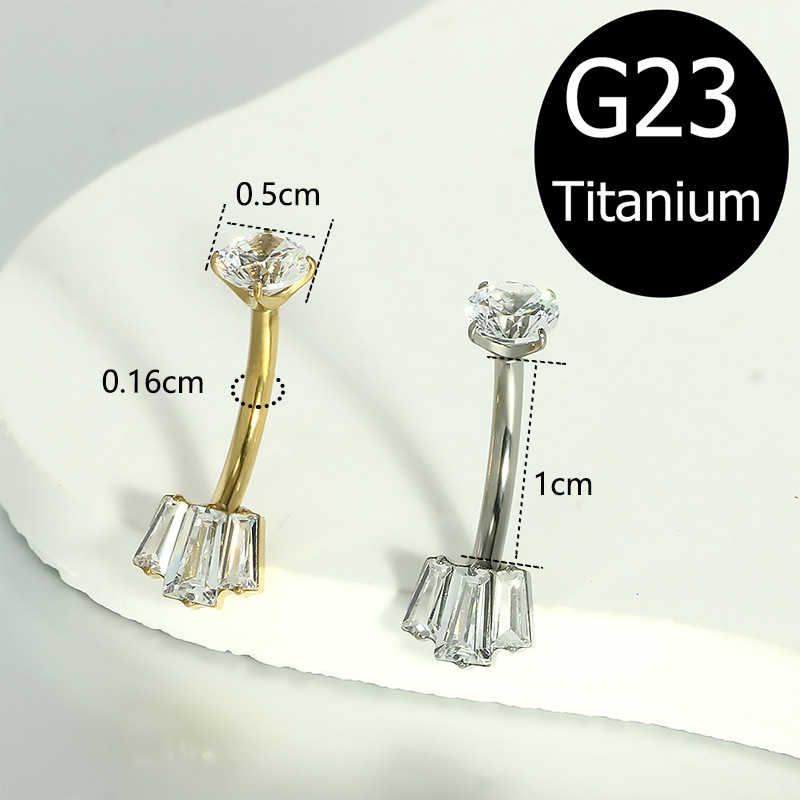 G23 Titanium Navel Ring Double-Headed Claw Inlaid Zircon Belly Button Ring F136 Piercing Jewelry - Image 2