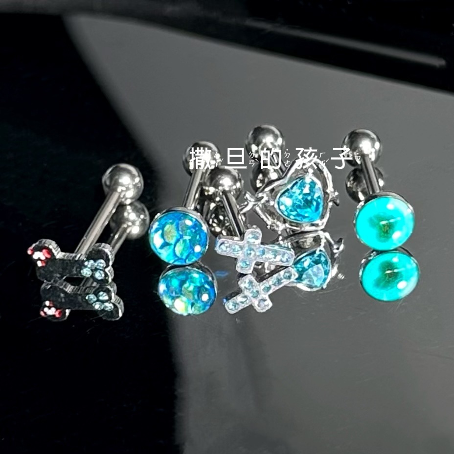 Satan's Child Ice Blue Tongue Barbell 316L Surgical Steel Flash Tongue Ring Heart Shape Hot Girl Piercing Jewelry - Image 3