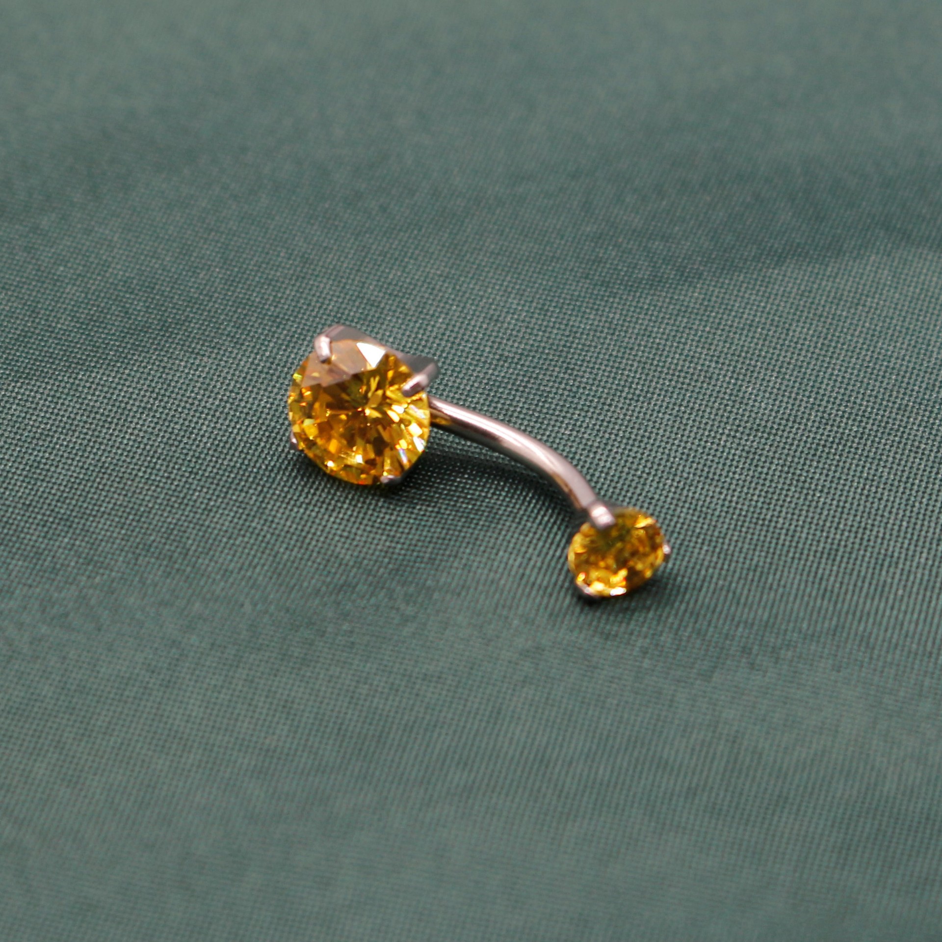 G23 Titanium Internally Threaded Paw Double-Headed Round Zircon Belly Ring Navel Ring Titanium Alloy Piercing Jewelry - Image 3