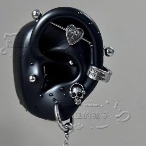 Satan's Child Denim Artist Stud Earrings - 316L Surgical Steel Ear Bone Tragus Helix Cartilage Stud for Punk Style