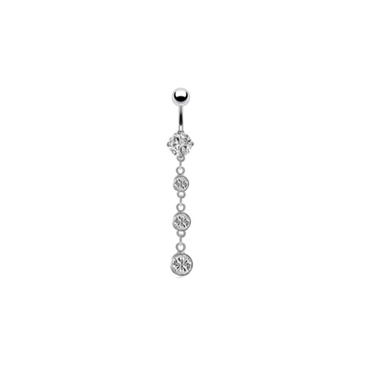 Rose Gold CZ Belly Button Ring 316L Surgical Steel Navel Piercing Jewelry - Image 2