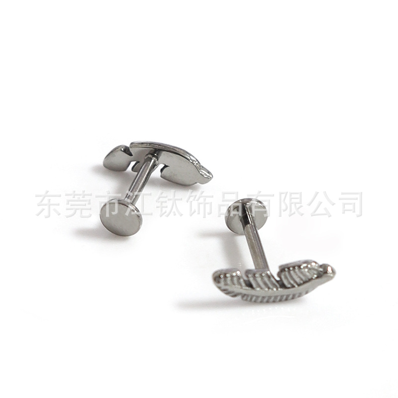 G23 Titanium Feather Ear Studs Cartilage Lip Nail Internal Thread Body Piercing Jewelry - Image 4