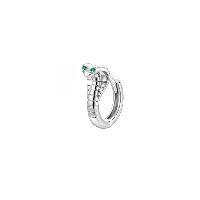 Vintage Cobra Snake Earring for Men, Hip Hop Gothic Style Single Ear Stud, Copper with Zircon - Image 5