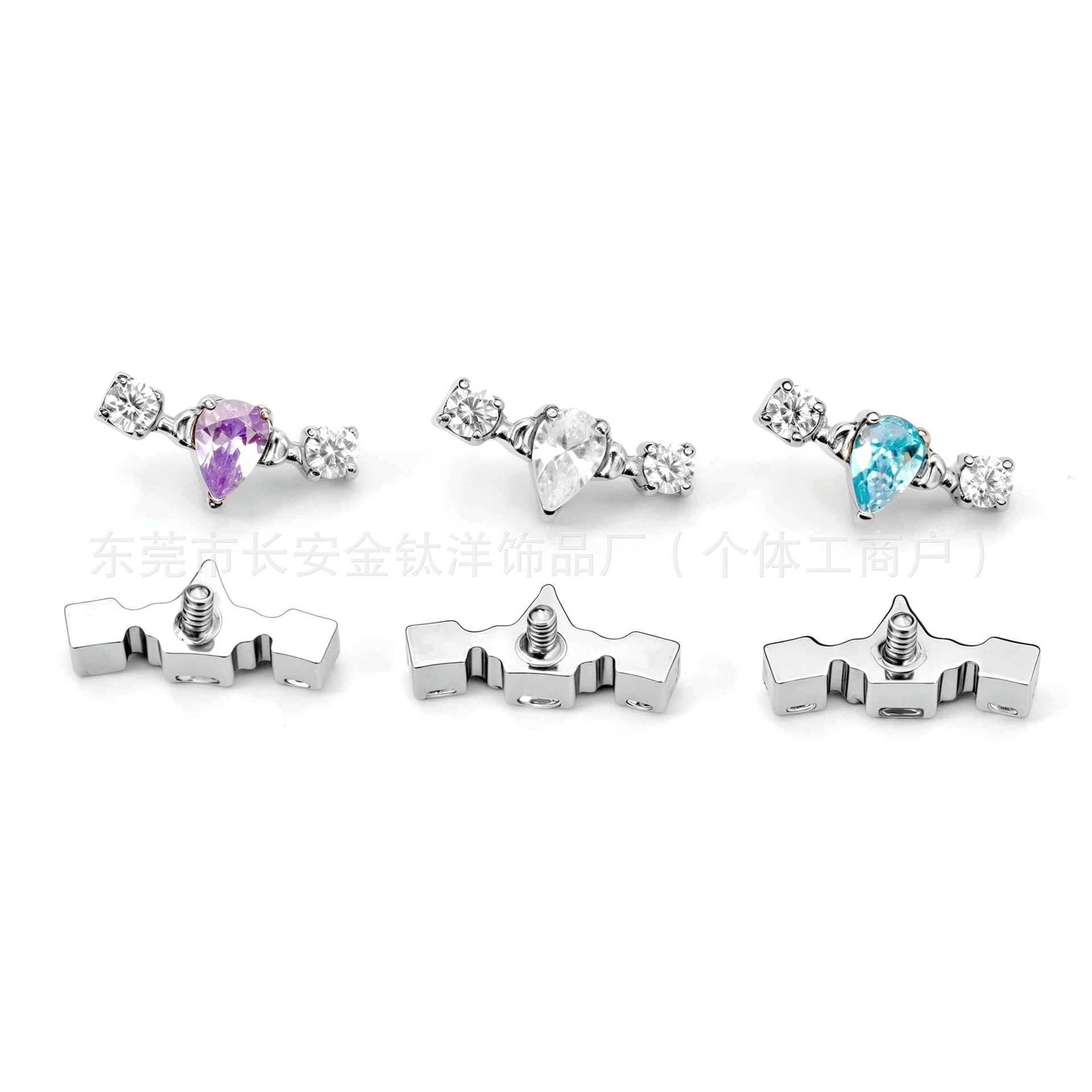 F136 Titanium Straight Drainage Drop 5A Zircon Earring Ear Bone Nail Cochlear Nail G23 Titanium Alloy Body Piercing Jewelry - Image 5