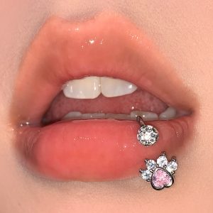 3-Color Sparkling Rhinestone Cat Claw Lip Ring C-Shaped Lip Hoop Labret Stud Body Piercing Jewelry Wholesale