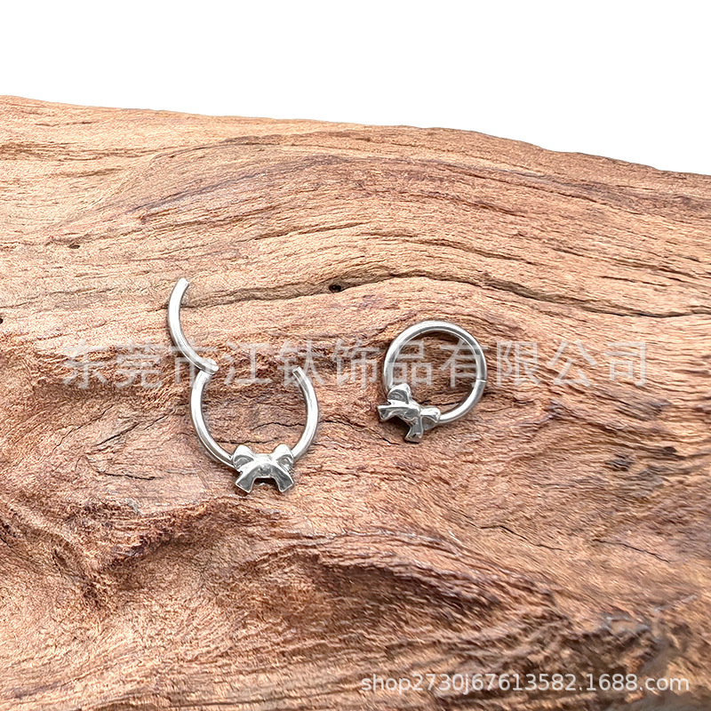 F136 Titanium Nose Ring Bow Earrings Fashion Seamless Ring G23 Titanium Alloy Body Jewelry - Image 4