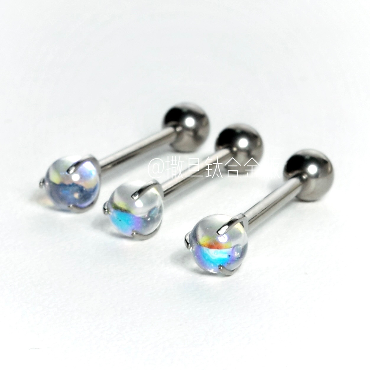 F136 Implantable Titanium Alloy Tongue Barbell 14G Internally Threaded Flash Polarized Glass Tongue Ring Replacement Nail - Image 2