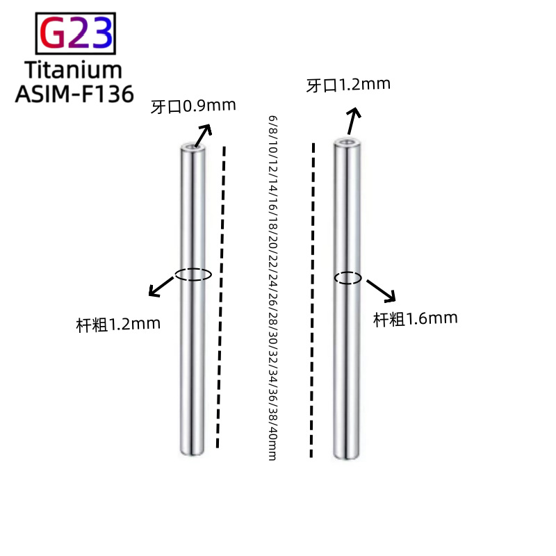 G23 Titanium Alloy Internally Threaded Straight Barbell 1.6mm x 40mm Lip Tongue Ear Cartilage Piercing Jewelry DIY Accessories - Image 4