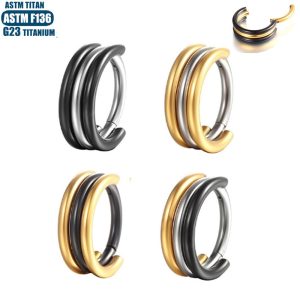 G23 Titanium Nose Ring Seamless Split Ring 3 Color Hinge Tris Piercing Earring Hoop