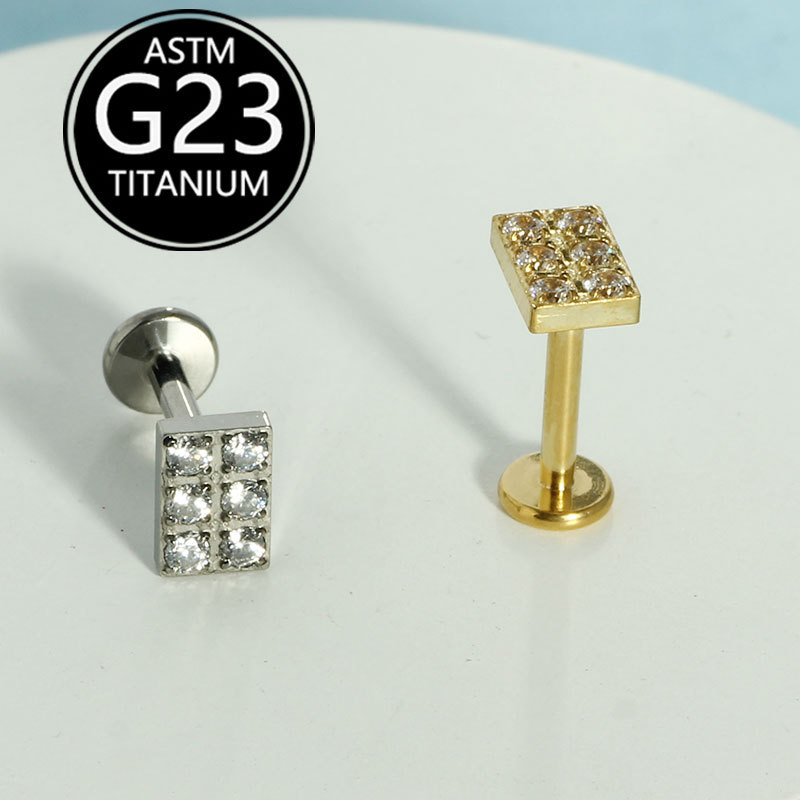 G23 Titanium Zircon Lip Stud Ear Bone Stud Body Piercing Jewelry 1.2mm Flat Back Stud Wholesale - Image 2