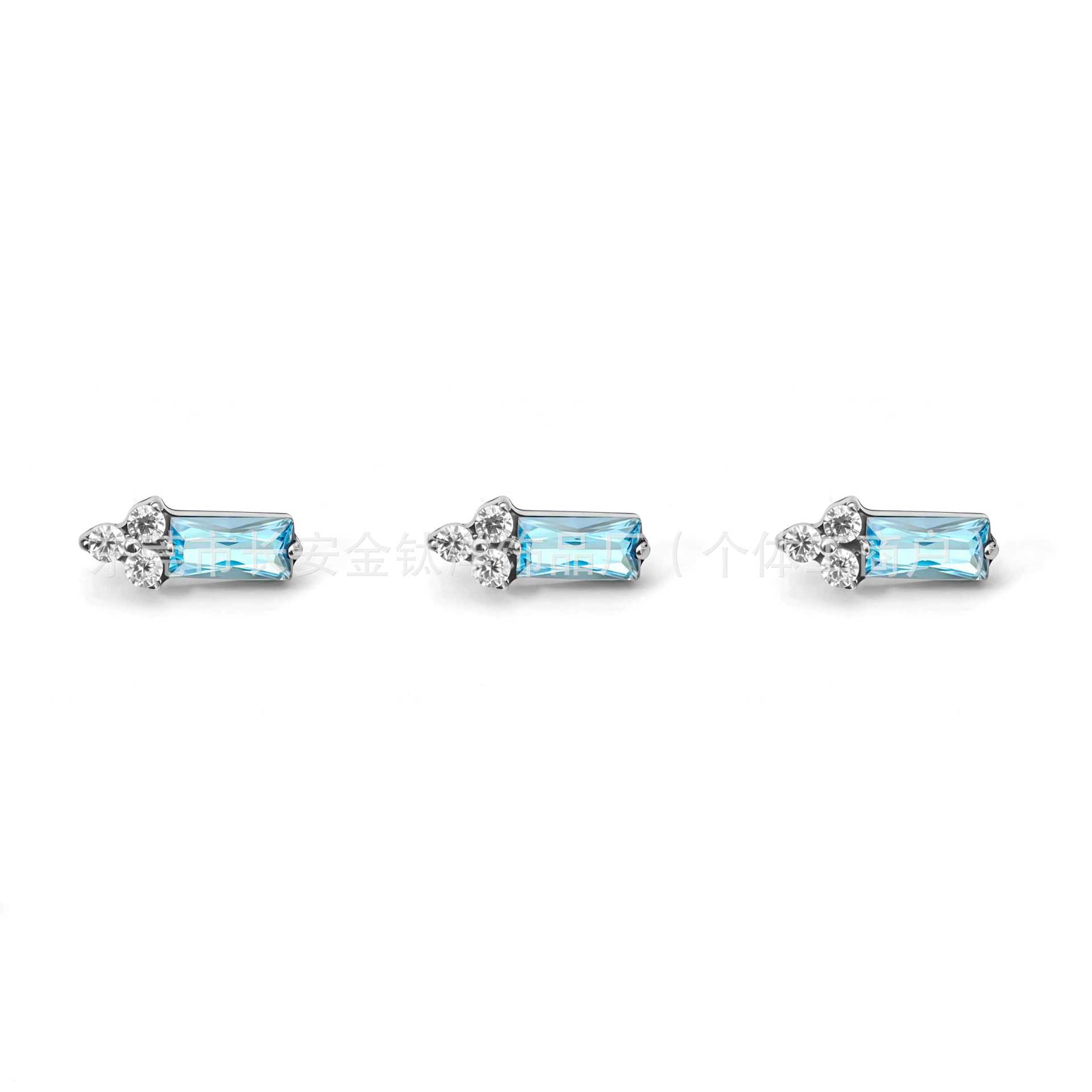 F136 Titanium Irregular Trapezoidal Zircon Lip Stud Ear Cartilage Stud G23 Titanium Alloy Piercing Jewelry - Image 2