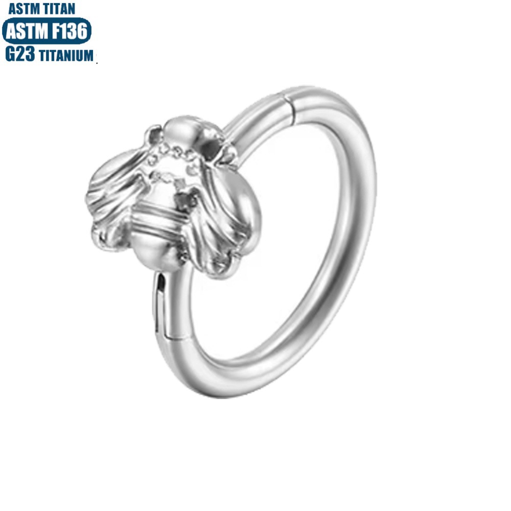 G23 Titanium Seamless Bee Septum Ring Hinged Hoop Septum Nasal Ring Earring Earrings - Image 2