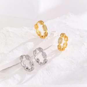 South Korea Fashion Simple Gold Geometric CZ Earrings for Women Light Luxury INS Style Temperament Ear Jewelry Wholesale