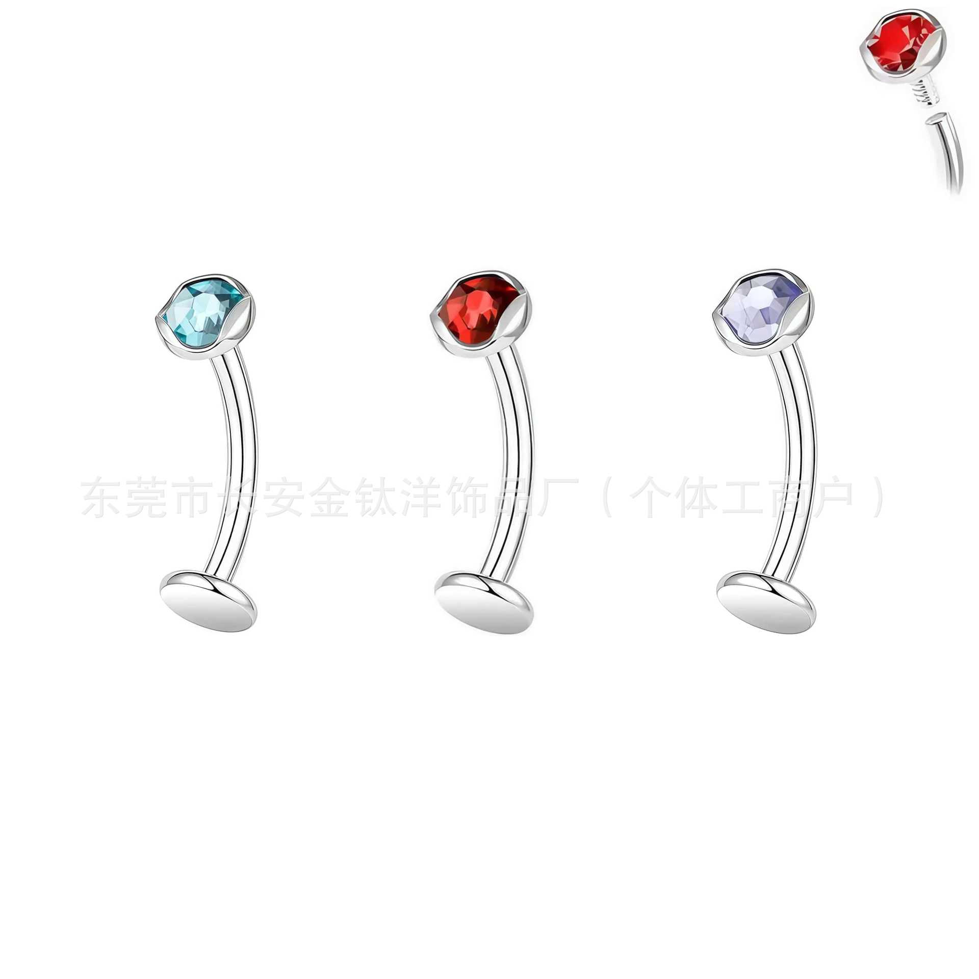 F136 Titanium Wave Bezel Czech Diamond Navel Ring - Dangle Belly Button Ring G23 Titanium Alloy Body Jewelry - Image 3