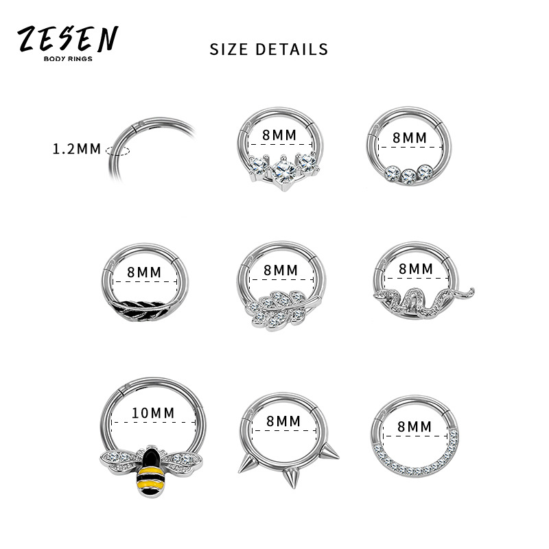 Autumn New Women's Small Soft Bone Ring Titanium Steel Nose Ring Personality Bee Nose Decoration Round Micro Diamond Piercing Jewelry - Image 5