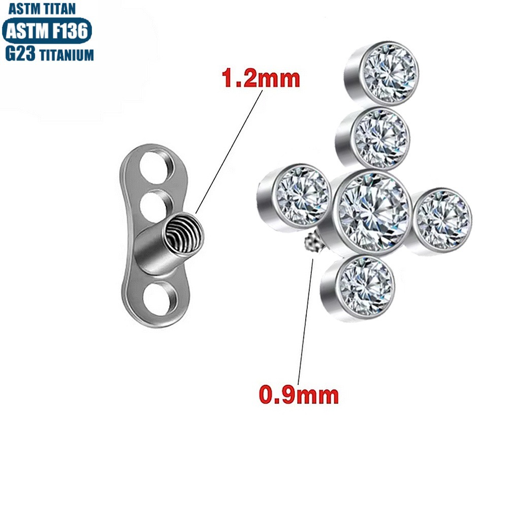 F136 Titanium Alloy Cross Diamond Lockbone Nail Internal Thread Body Piercing Jewelry for Ear Cartilage Dermal Anchor - Image 3