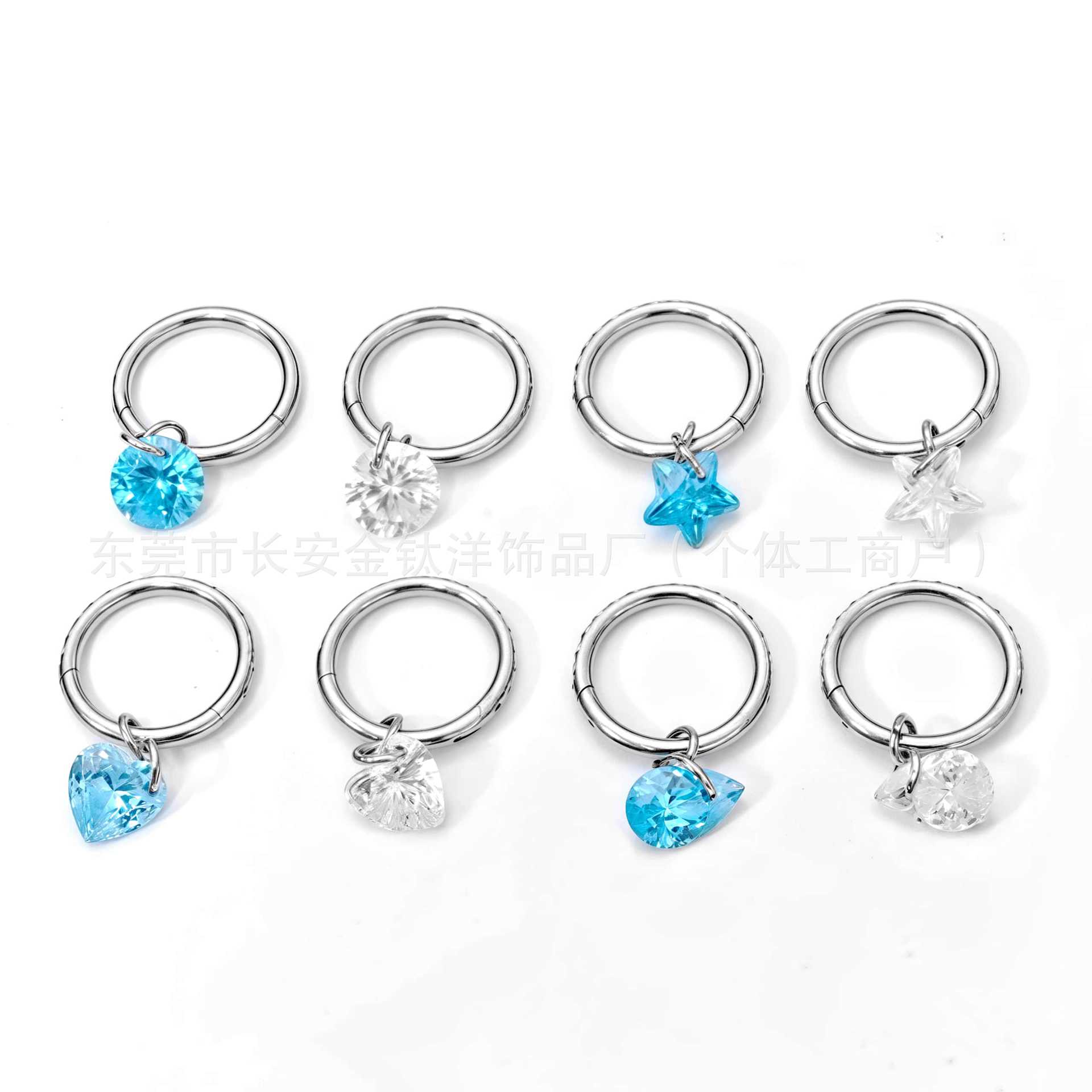 F136 Titanium Inlaid Pendant with Diamonds Closed Ring Lip Nail Nose Nail Ear Nail Ear Bone Nail G23 Titanium Alloy Piercing Jewelry - Image 5