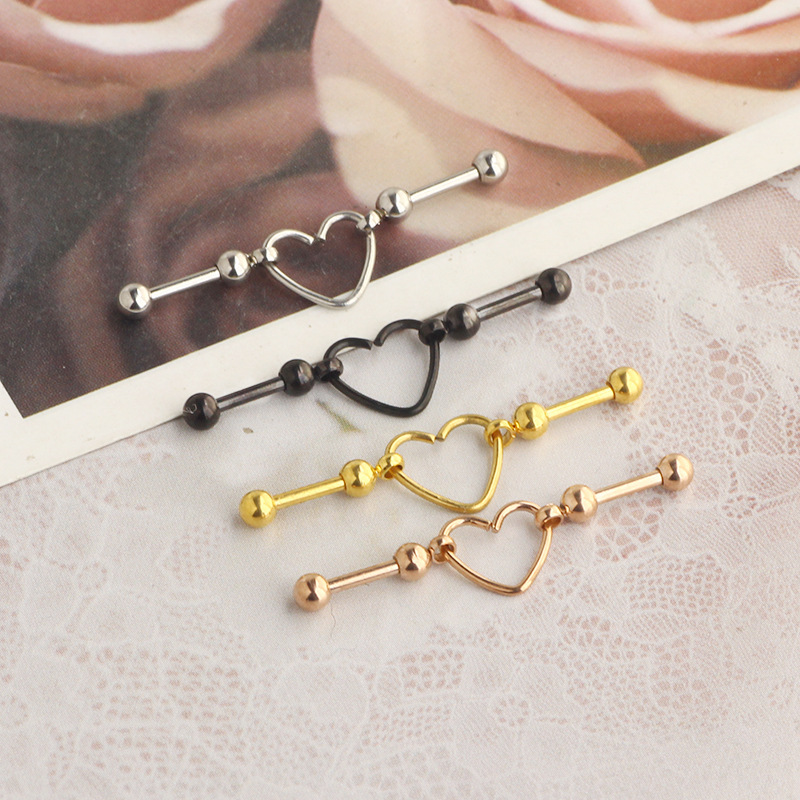Stainless Steel Love Earrings Round Balls Love Ear Cartilage Studs Ear Piercing Jewelry - Image 2