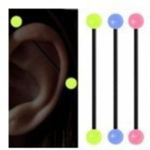UV Glow Acrylic Teardrop Industrial Barbell Earring - Non-Allergic Non-Toxic Pink