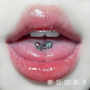 Satan's Children Minor Dog Tongue Nail Titanium Steel External Thread Tongue Barbell for Hot Girl Tongue Piercing Replacement Jewelry