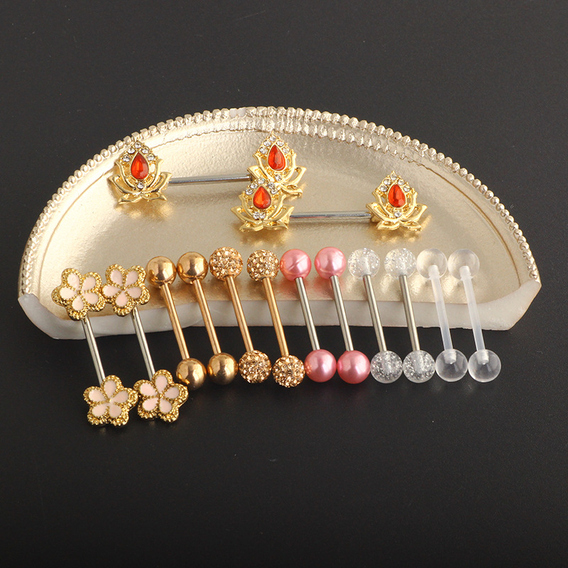 Zircon Sexy Chest Ring Stainless Steel Nipple Nail Breast Piercing Jewelry Set - Image 3
