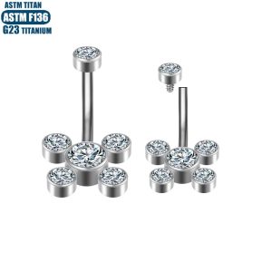 Silver Titanium Alloy Navel Ring with Zircon Inner Spiral Belly Button Jewelry