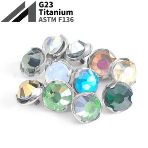 F136 Titanium Wave Edge CZ Embedded Lip Stud Barbell G23 Titanium Piercing Jewelry