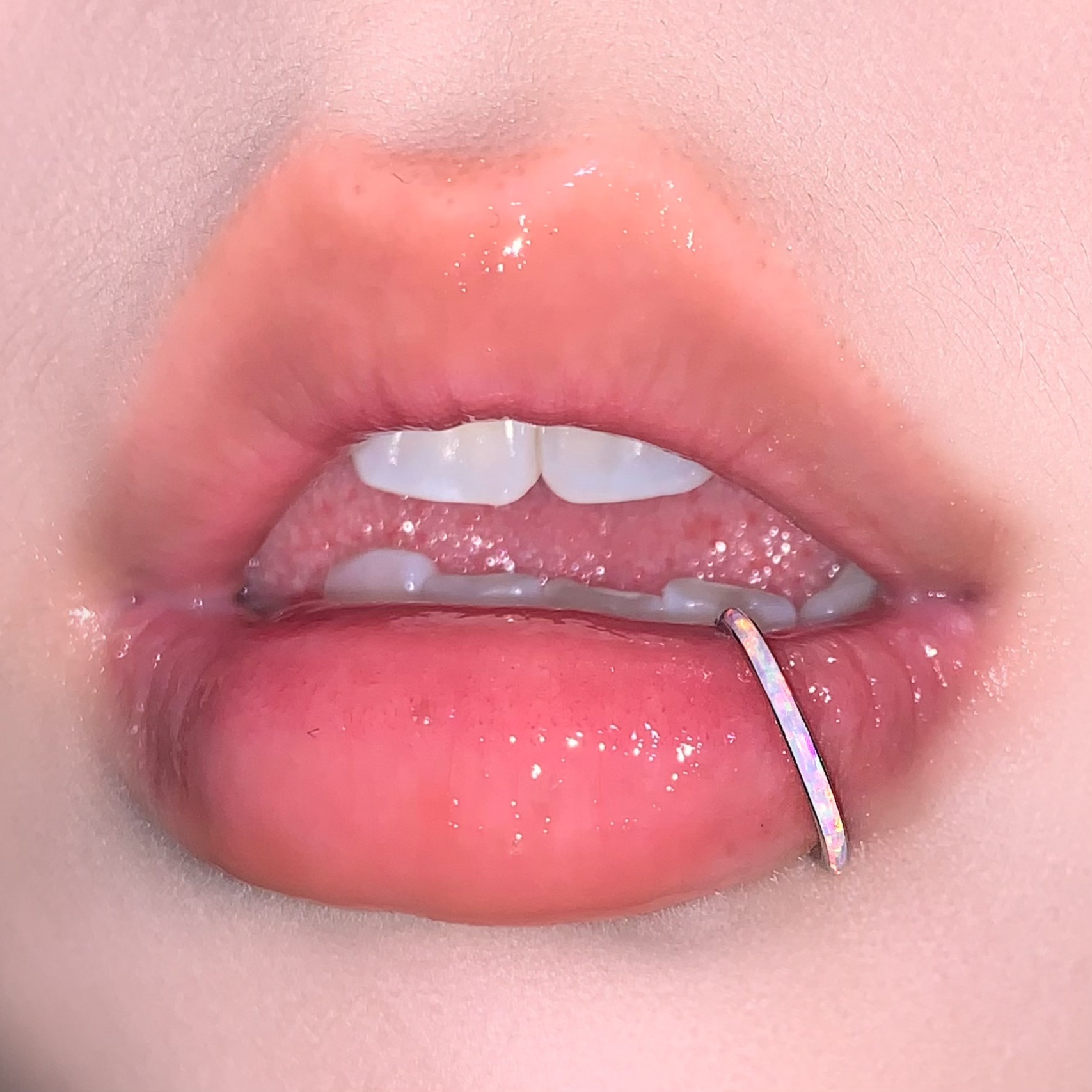 4-Color Opal Lip Ring Seamless Hoop 316L Surgical Steel Lip Piercing Jewelry - Image 3