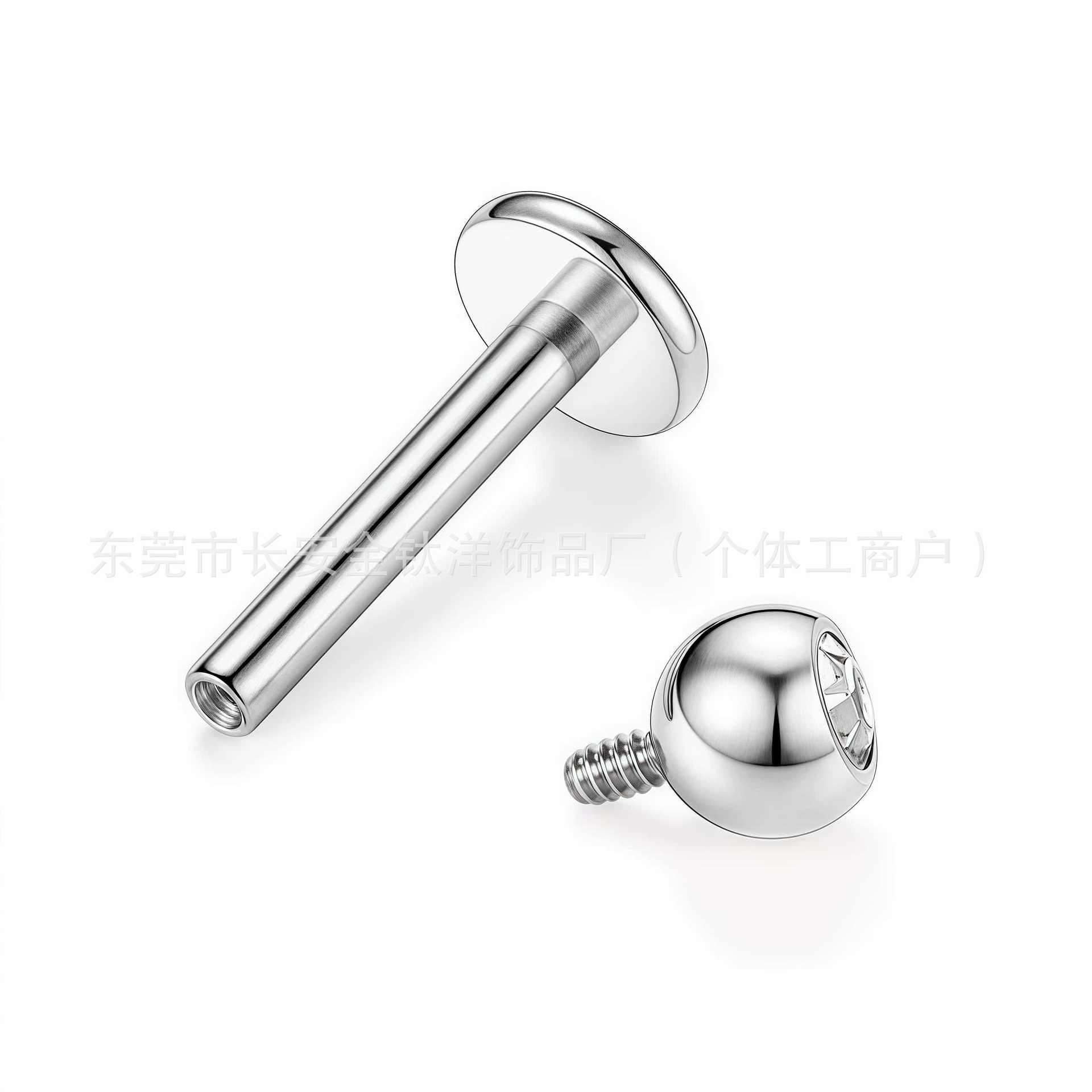 G23 Titanium Internally Threaded Diamond-Encrusted Cup-Shaped Lip Stud, Bowl-Shaped Lip Stud, Nose Stud, Ear Bone Stud, F136 Titanium Alloy Piercing Jewelry - Image 3