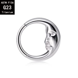 G23 Titanium New Moon Old Man Nose Ring Septum Ring F136 Titanium Alloy Seamless Earring Body Piercing Jewelry